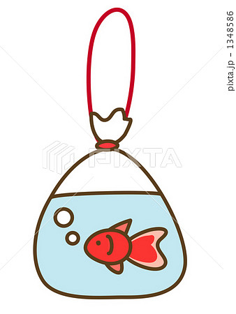 ビニール袋 金魚すくい 金魚 夏祭りの写真素材