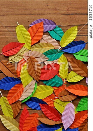 葉 落ち葉 折り紙 枯れ葉の写真素材