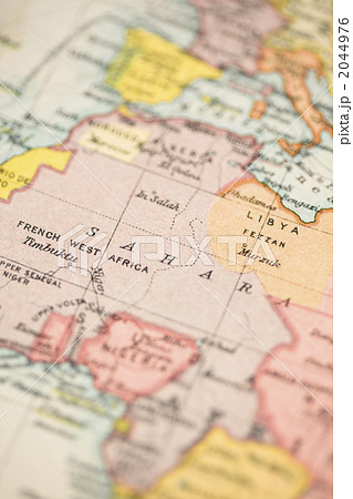 アフリカ 地図 サハラ砂漠 古地図の写真素材