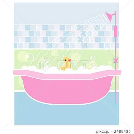 お風呂のイラスト アヒルとシャワーのイラスト素材