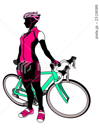女性 自転車 ロードバイク サイクリングのイラスト素材