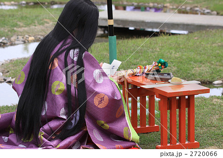 十二単衣 着物 黒髪 平安時代の写真素材