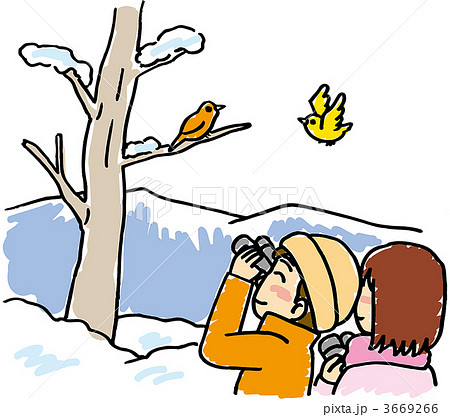 バードウォッチングのイラスト素材