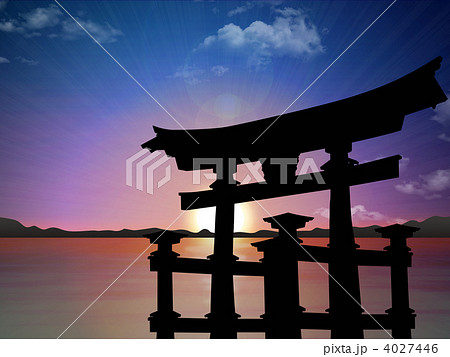 厳島神社 海 神社 鳥居のイラスト素材