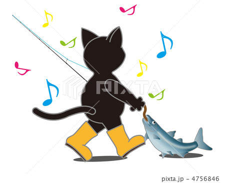 釣り ネコ ねこ つりのイラスト素材