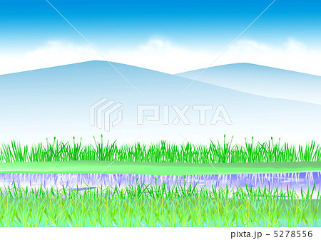 川 里山 田舎 風景のイラスト素材