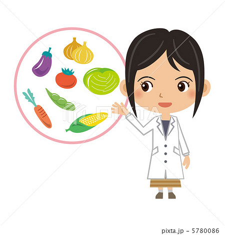 食の安全 管理栄養士 野菜 白衣のイラスト素材