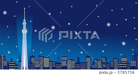 夜景 東京スカイツリー ライトアップ 夜のイラスト素材 夜景 東京スカイツリー ライトアップ 夜のイラスト素材