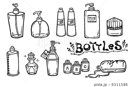 瓶 香水 雑貨 白黒 モノクロのイラスト素材