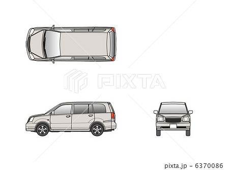 車 車の図面 車の平面図 車のスケッチのイラスト素材