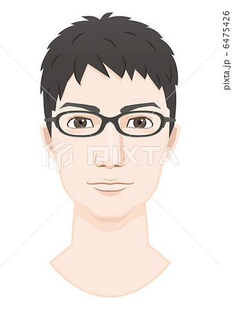 黒髪のメガネ男子のイラスト素材