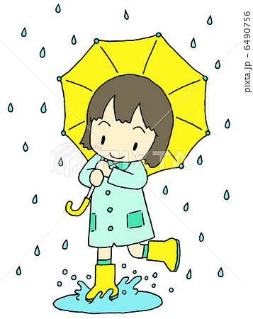 傘 女の子 雨 梅雨のイラスト素材