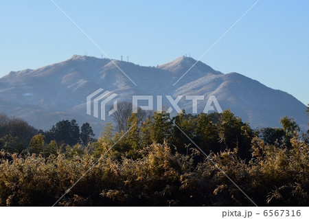 筑波山 茨城県 雪化粧 裏筑波の写真素材