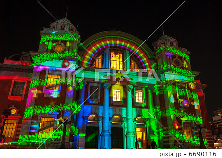 Osaka光のルネサンス 大阪市中央公会堂 ライトアップ 夜景の写真素材