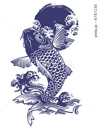 ベクター 魚 鯉 墨絵のイラスト素材