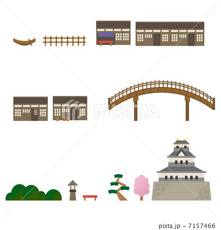 建物 城下町 街並み 江戸時代のイラスト素材
