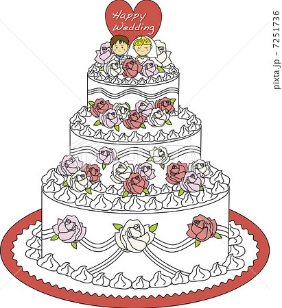 デコレーションケーキ ウェディングケーキ ケーキ ブライダルケーキのイラスト素材