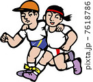 運動会 保護者の二人三脚のイラスト素材