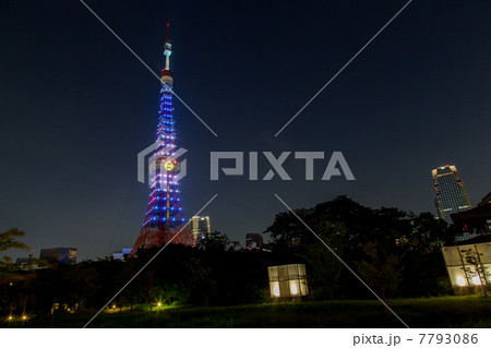 東京タワードラえもんライトアップの写真素材