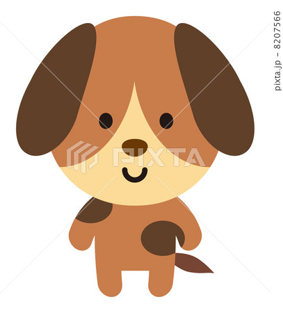 笑顔 茶色 犬 キャラクターの写真素材