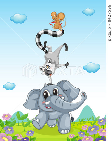 運動 フラフープ キャラクター 動物のイラスト素材