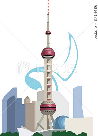 上海テレビ塔のイラスト素材