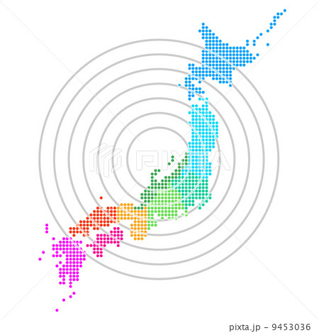 ネットワーク 日本地図 イラスト フレームのイラスト素材