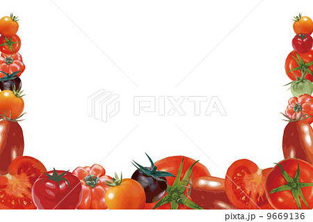 ソプラノ 料理 枠 イタリア料理 背景 野菜 夏 ミニトマトのイラスト素材