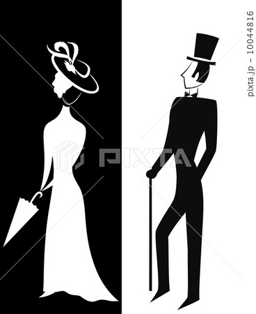 ジェントルマン 女性 影 シルエットのイラスト素材