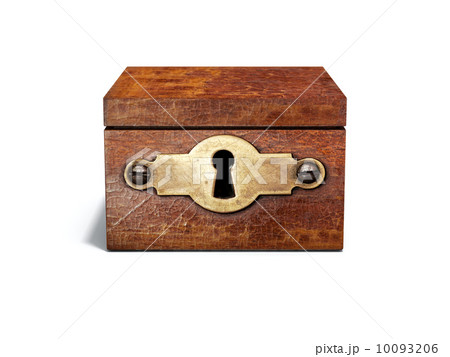 鍵穴 木 箱 アンティークの写真素材