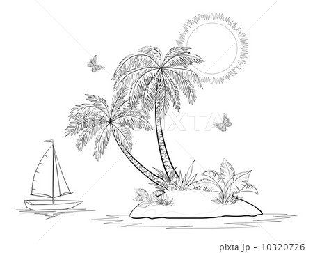 ヨット 影 白黒 船舶のイラスト素材