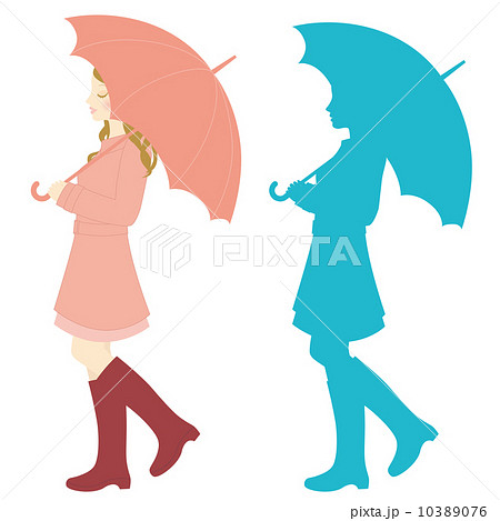 傘をさす女性のイラスト素材