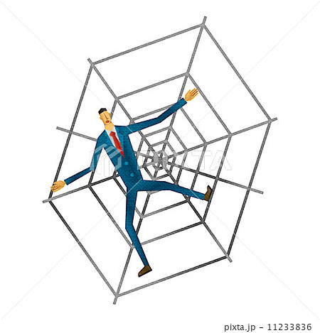 トラップ 罠 蜘蛛の巣 ビジネスマンのイラスト素材