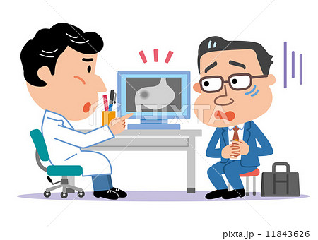 胃痛 男性 医師 患者のイラスト素材