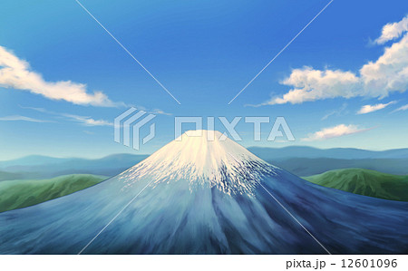 富士山上空 リアルのイラスト素材