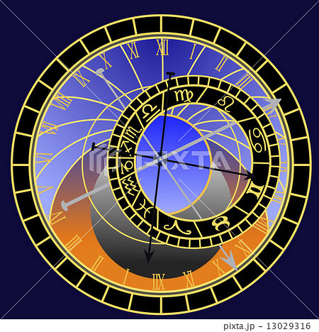 プラハ天文時計のイラスト素材