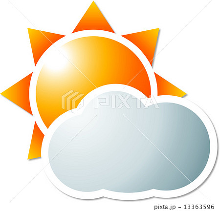 晴れのち曇り 雲 太陽 曇のイラスト素材