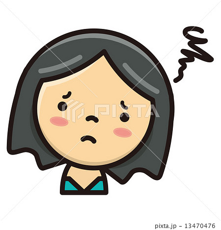 女性 人物 悩む 顔のイラスト素材
