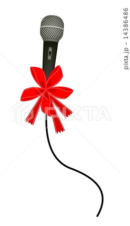 マイクスタンド リボン レトロ 立つのイラスト素材