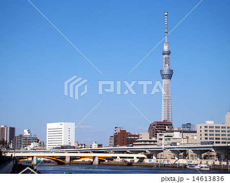 浅草橋 スカイツリー 台東区 隅田川の写真素材