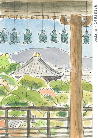 油絵二月堂より大仏殿 （二月堂お水とり絵図（所在：奈良県立