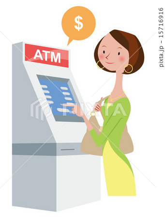 Atm 操作 イラスト 女性のイラスト素材