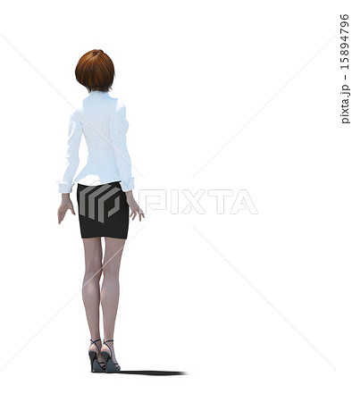女性 後ろ姿 人物 見上げるのイラスト素材