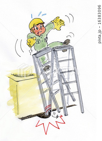 脚立 注意 事故 作業員のイラスト素材