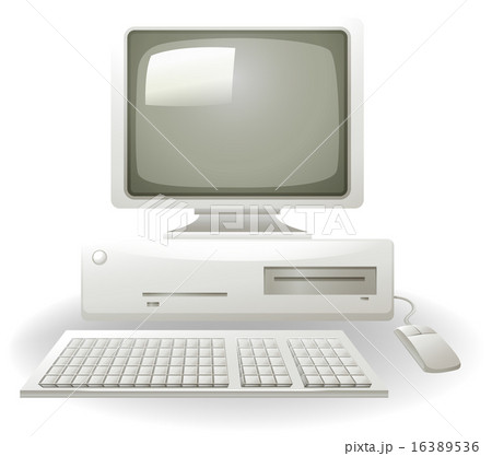 旧型パソコンのイラスト素材