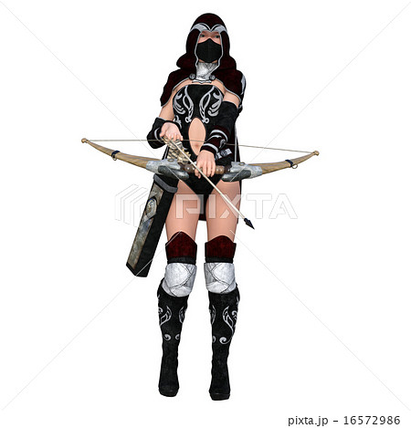 女性 弓使い 弓 狩人のイラスト素材