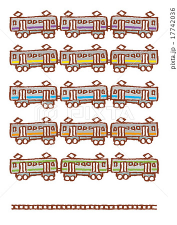 電車のセットのイラスト素材