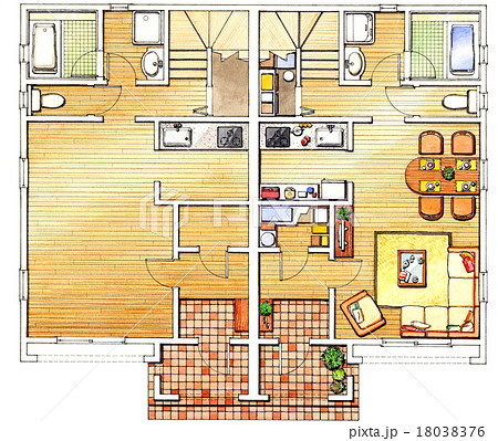 俯瞰 家 部屋 間取り図の写真素材