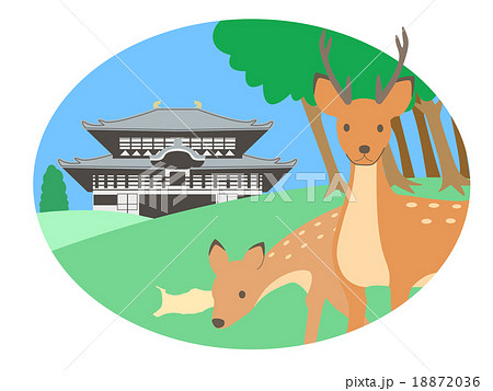 奈良 鹿 旅行 観光のイラスト素材