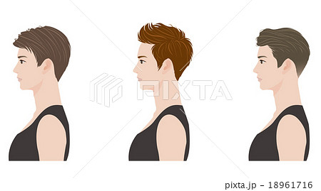 男性 横顔 ヘアスタイル 髪型のイラスト素材 Pixta